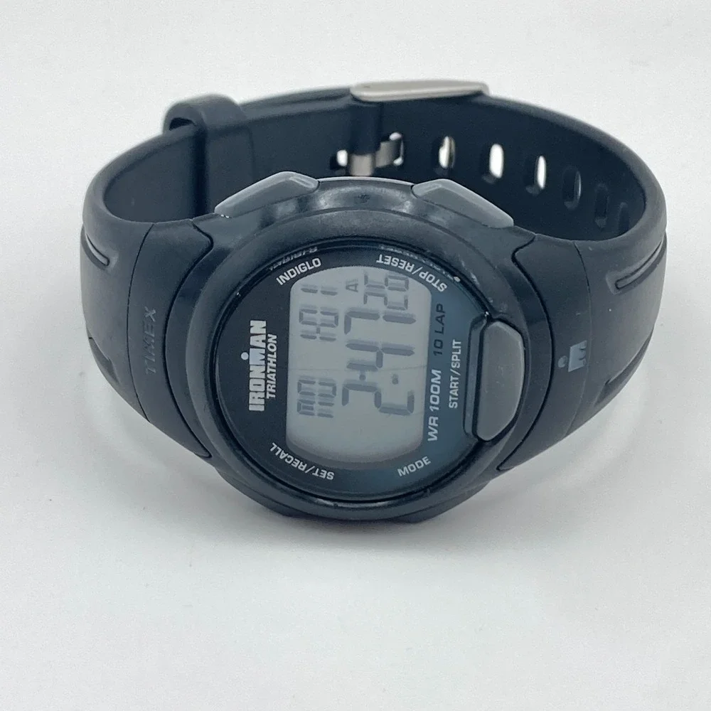 Timex Ironman Men Watch Digital Black Blue Date Indiglo Chrono Alarm New Battery